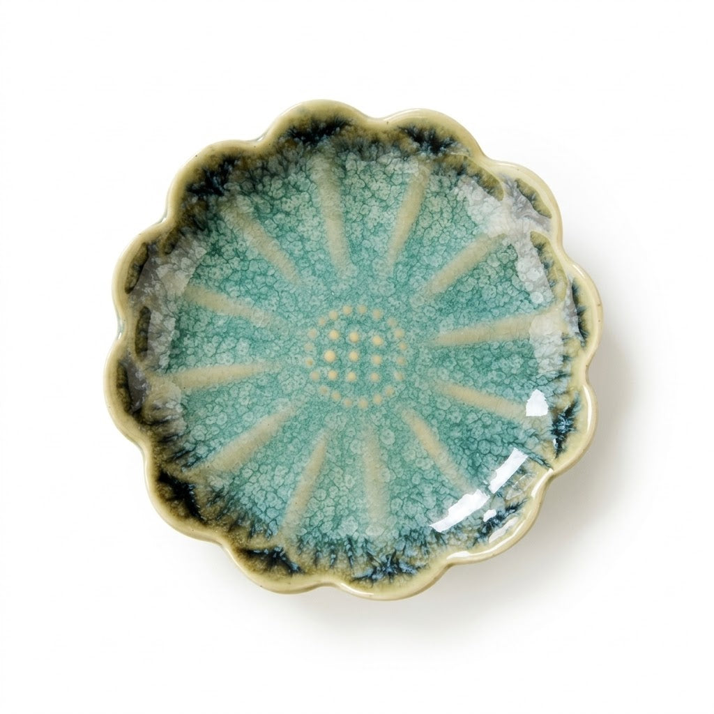Sea Blossom Scalloped Ceramic Plate