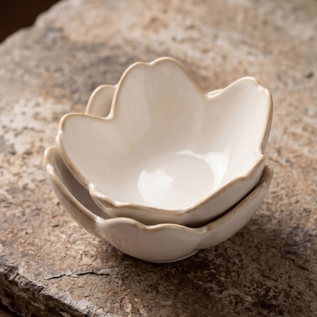 Ivory Blossom Ceramic Bowl