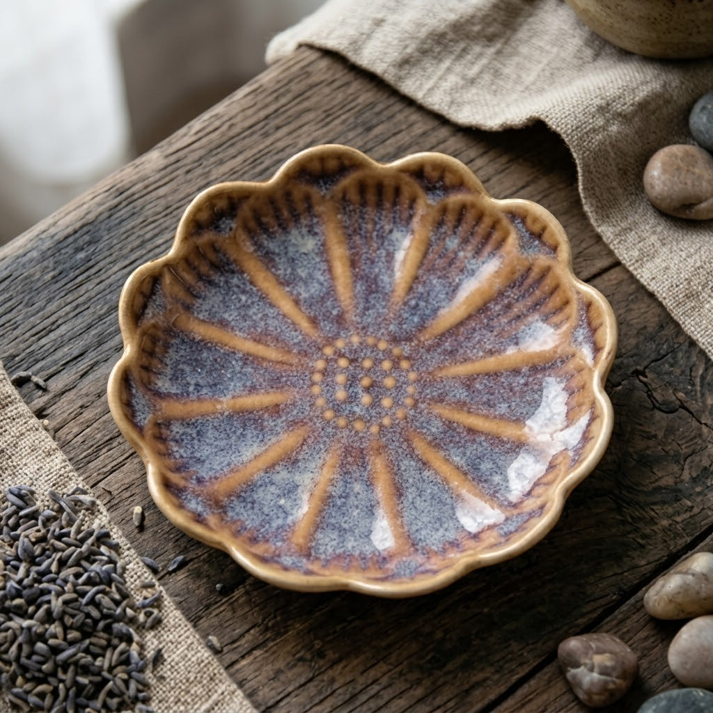 Lavender Dusk Scalloped Ceramic Plate