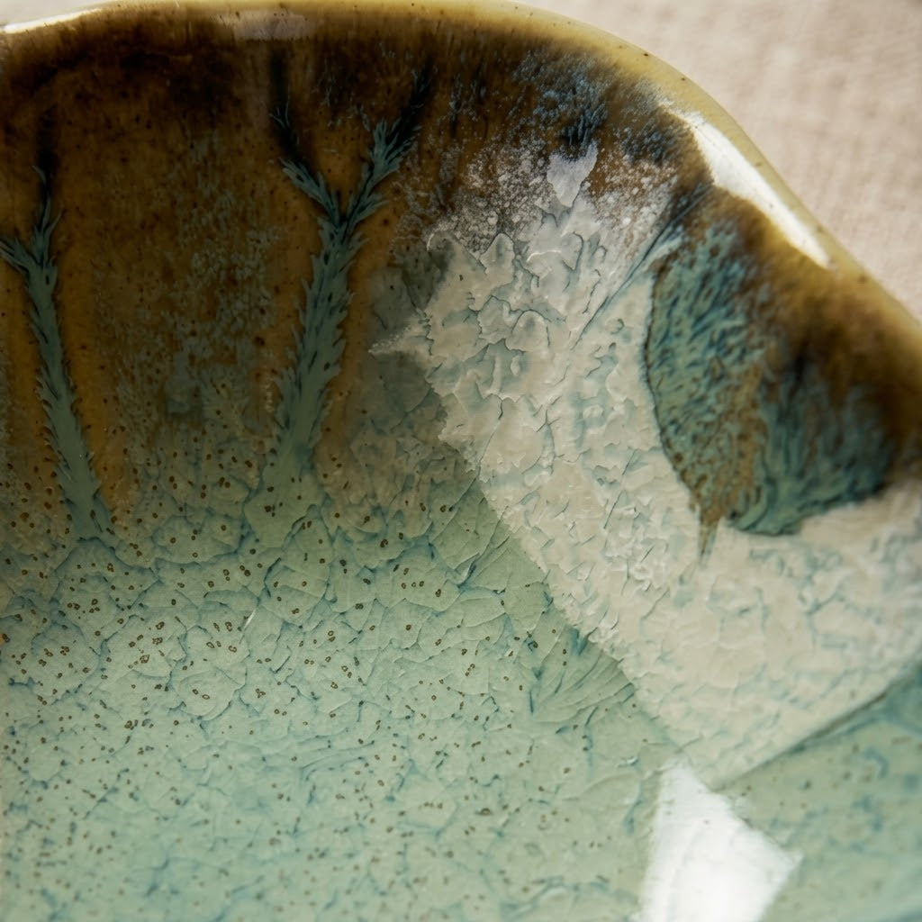 Sea Mist Bloom Irregular Ceramic Plate
