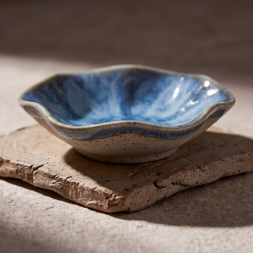 Arctic Bloom Irregular Ceramic Plate