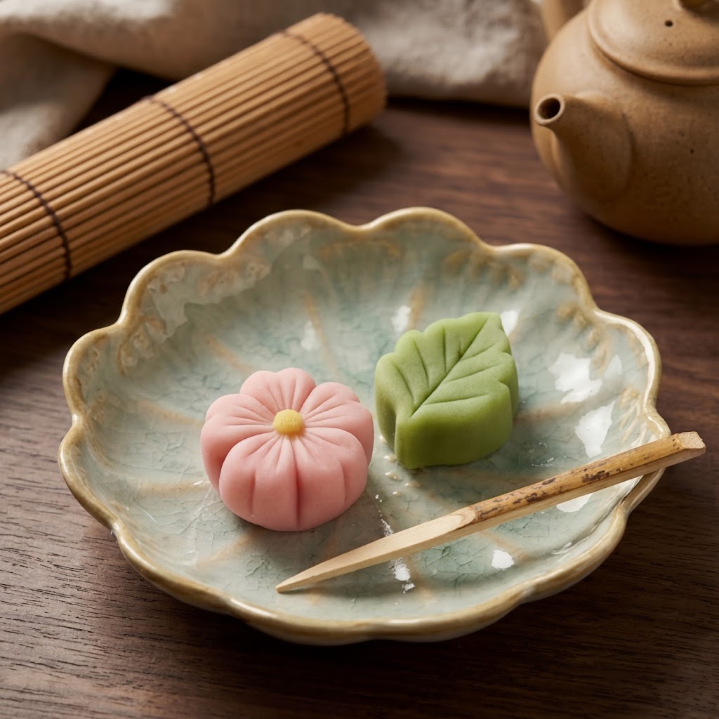 Celadon Bloom Scalloped Ceramic Plate