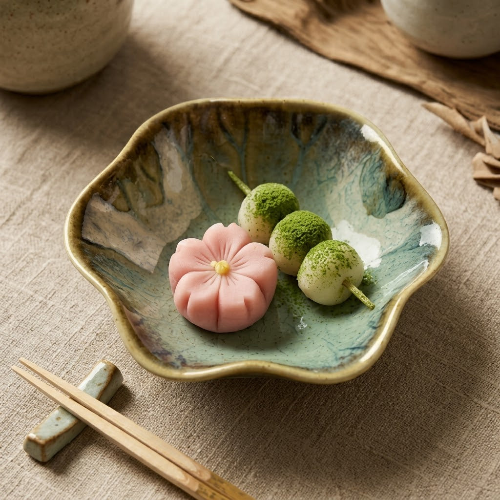 Sea Mist Bloom Irregular Ceramic Plate