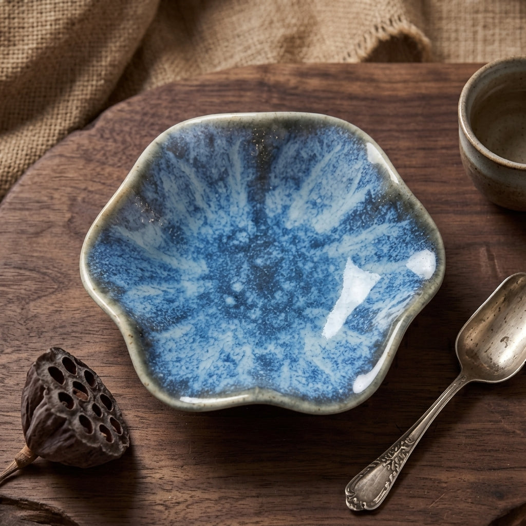 Arctic Bloom Irregular Ceramic Plate