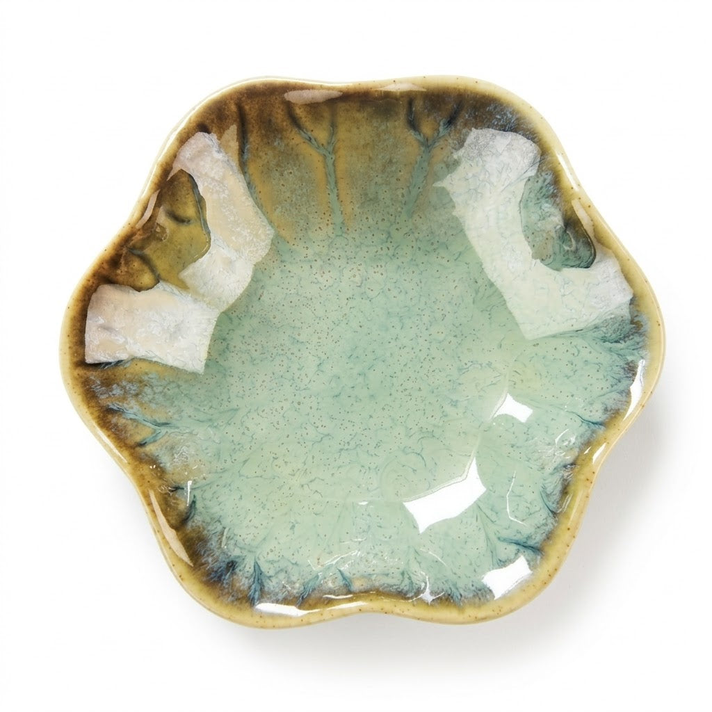 Sea Mist Bloom Irregular Ceramic Plate