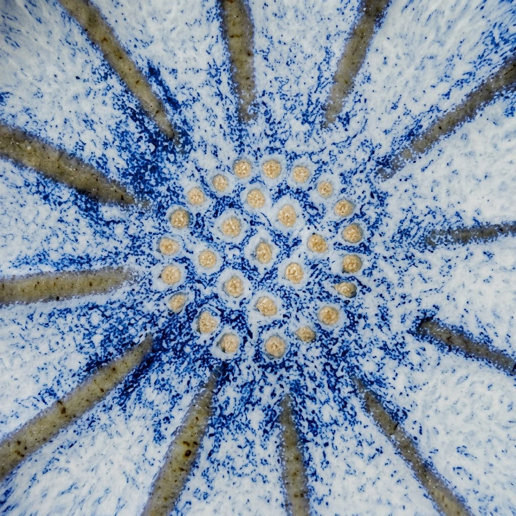 Frosted Azure Scalloped Ceramic Plate