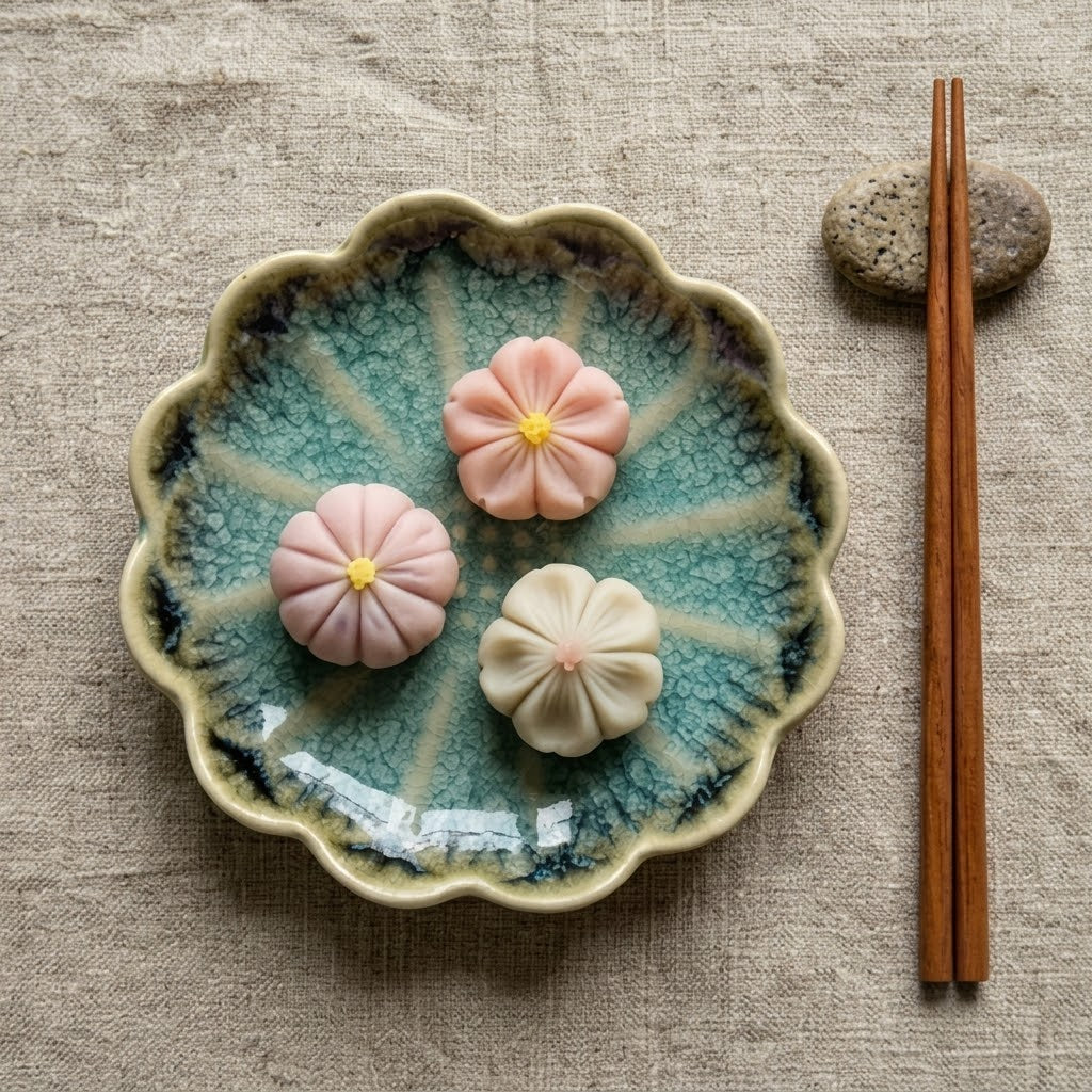 Sea Blossom Scalloped Ceramic Plate